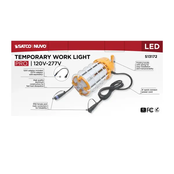 150 Watt LED Hi-Pro Temp Work Light - 5000K - Corncob Shape - 80 CRI - Orange Finish - Image 15