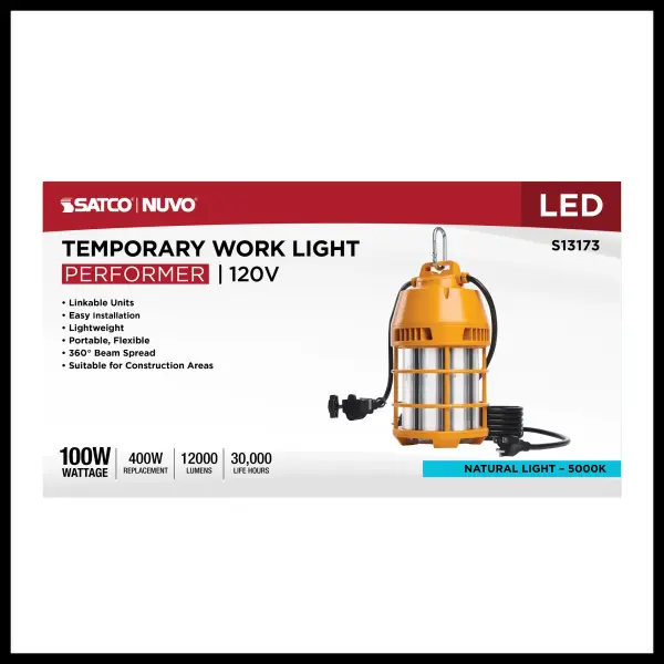 100 Watt LED Temporary Work Light - 5000K CCT - 120 Volt - Image 11