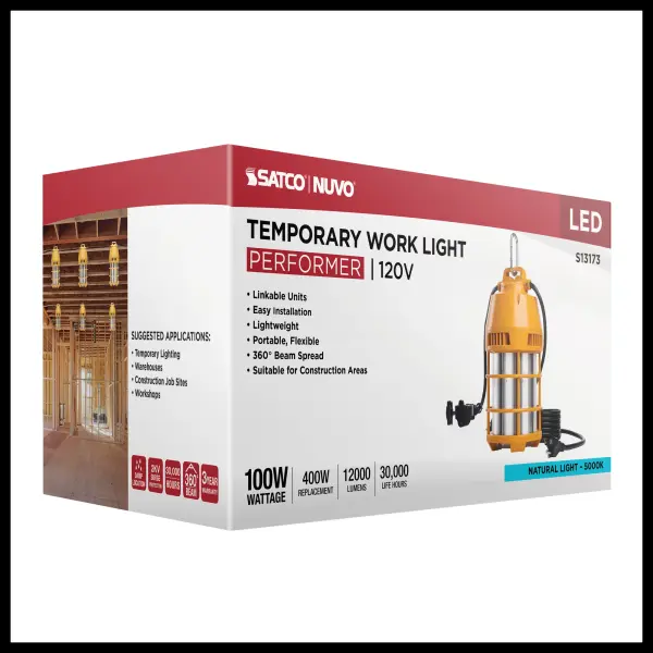 100 Watt LED Temporary Work Light - 5000K CCT - 120 Volt - Image 17