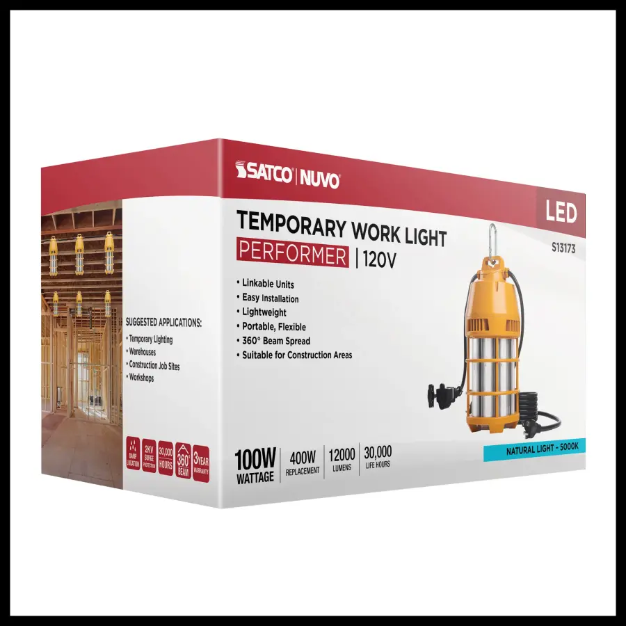 100 Watt LED Temporary Work Light - 5000K CCT - 120 Volt - Image 17