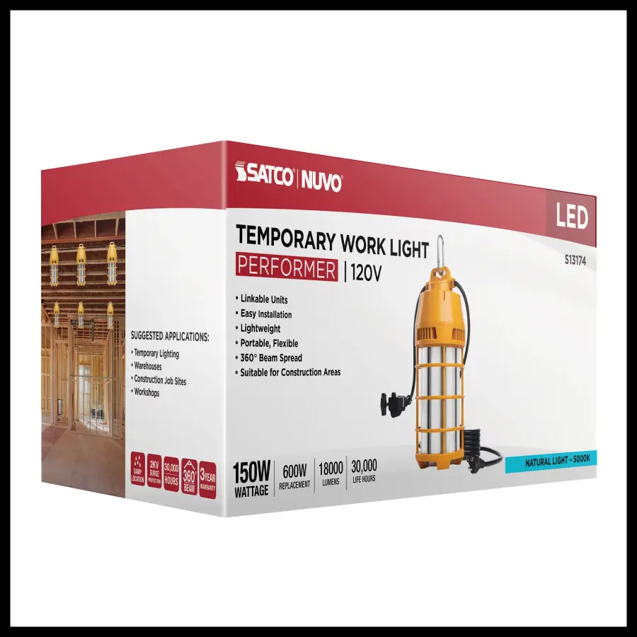 150 Watt LED Temporary Work Light - 5000K CCT - 120 Volt - Image 17