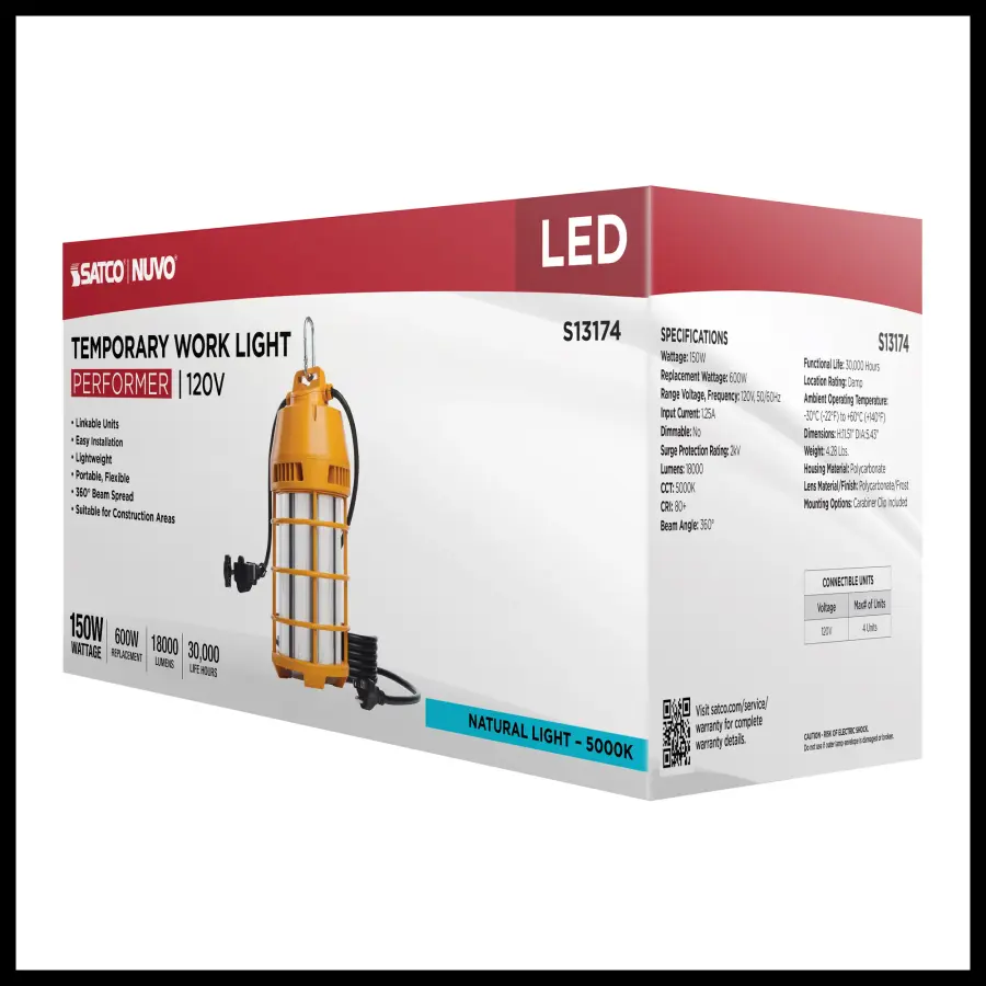 150 Watt LED Temporary Work Light - 5000K CCT - 120 Volt - Image 18