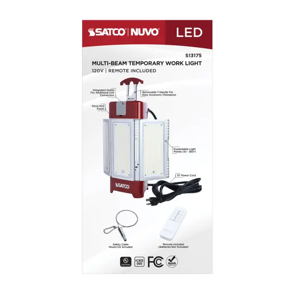 30/70/100/120 Watt LED Work Light with Remote - 5000K CCT - Red Finish - 120 Volt - Image 15