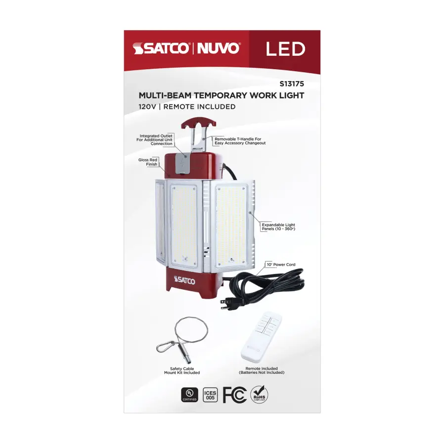 30/70/100/120 Watt LED Work Light with Remote - 5000K CCT - Red Finish - 120 Volt - Image 15