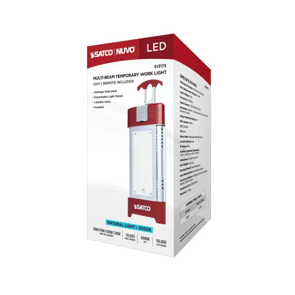 30/70/100/120 Watt LED Work Light with Remote - 5000K CCT - Red Finish - 120 Volt - Image 19
