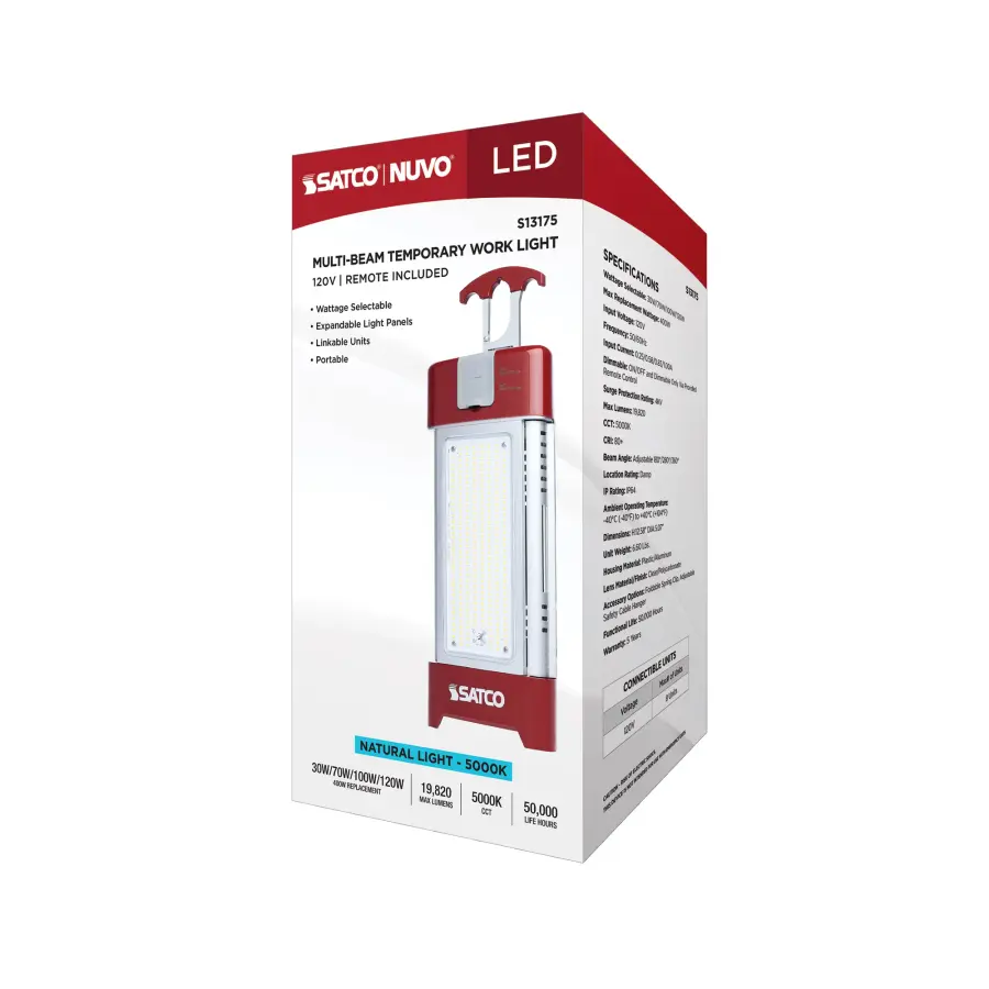 30/70/100/120 Watt LED Work Light with Remote - 5000K CCT - Red Finish - 120 Volt - Image 19