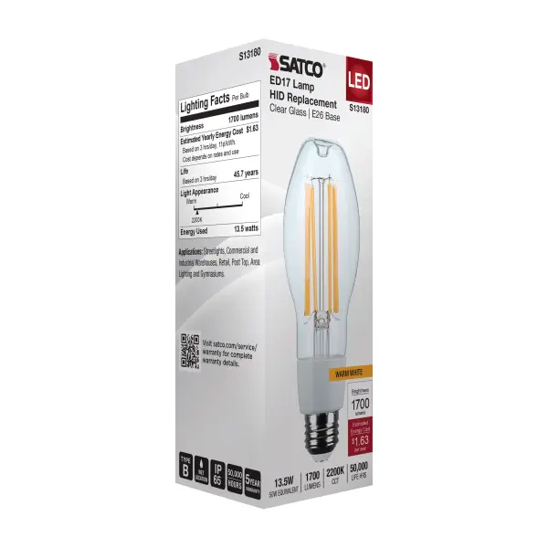 13.5 Watt LED HID Replacement - ED17 - 2200K - Medium Base - Clear - 120-277 Range Voltage - Image 8