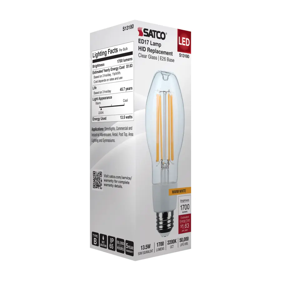 13.5 Watt LED HID Replacement - ED17 - 2200K - Medium Base - Clear - 120-277 Range Voltage - Image 8