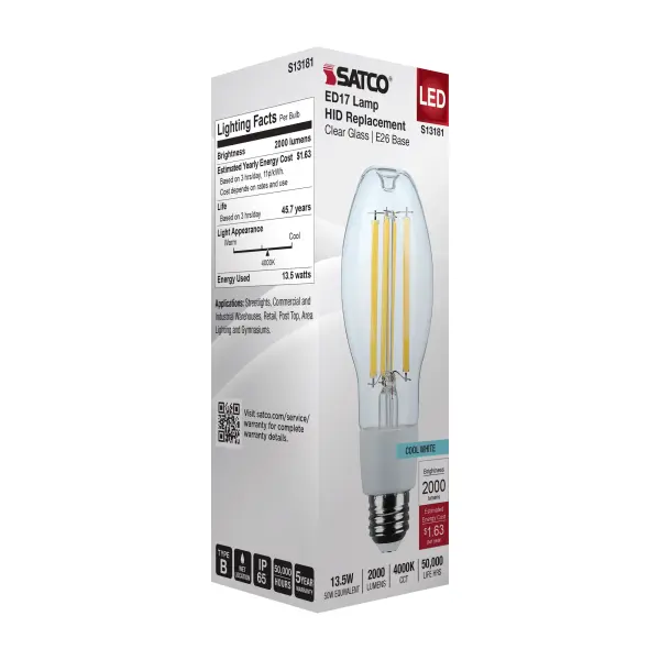 13.5 Watt LED HID Replacement - ED17 - 4000K - Medium Base - Clear - 120-277 Range Voltage - Image 7