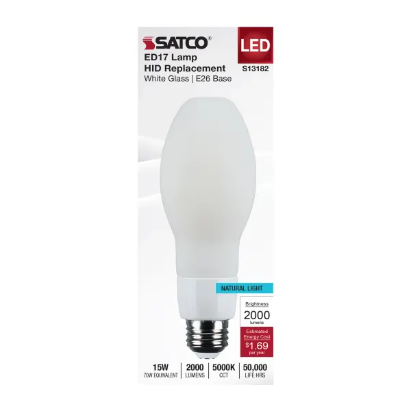 15 Watt LED HID Replacement - ED17 - 5000K - Medium Base - White - 120-277 Range Voltage - Image 3