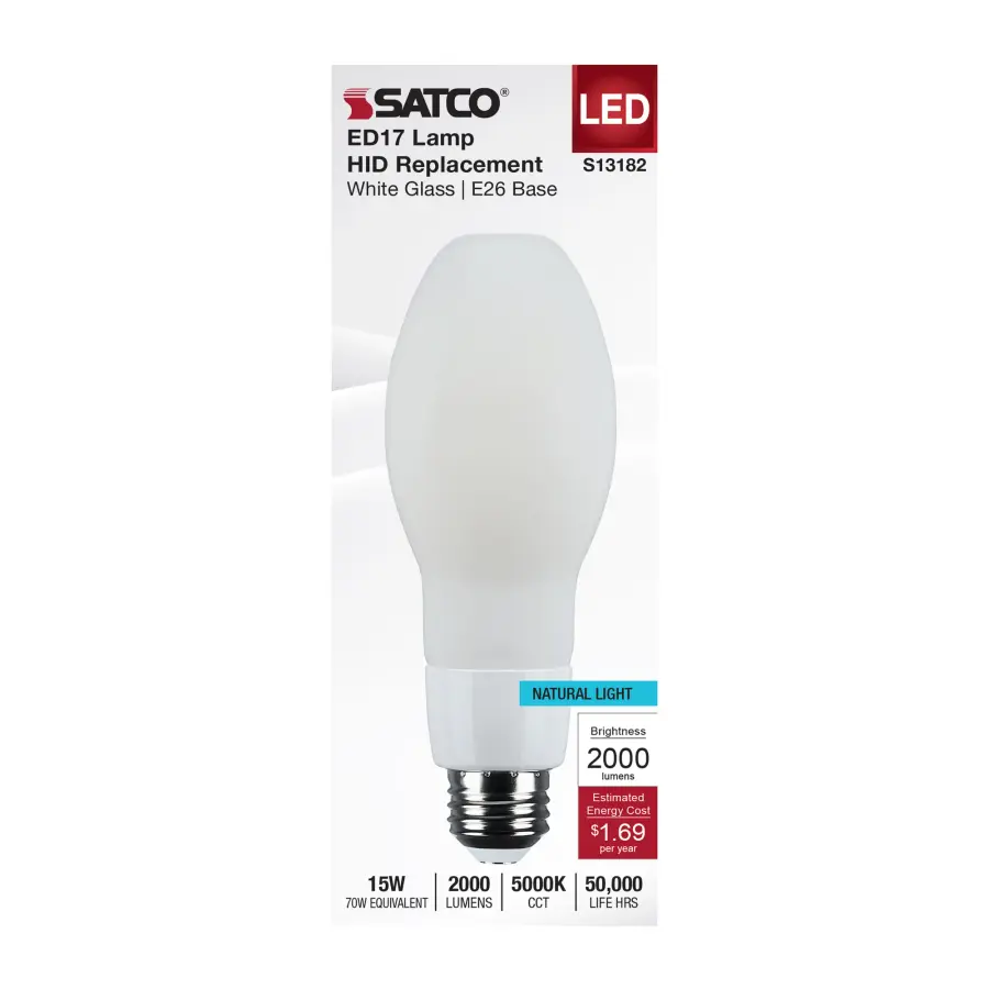 15 Watt LED HID Replacement - ED17 - 5000K - Medium Base - White - 120-277 Range Voltage - Image 3