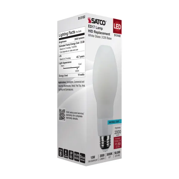 15 Watt LED HID Replacement - ED17 - 5000K - Medium Base - White - 120-277 Range Voltage - Image 8