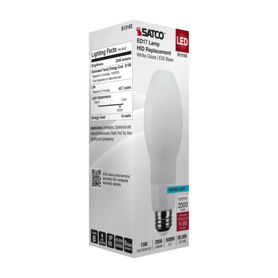 15 Watt LED HID Replacement - ED17 - 5000K - Medium Base - White - 120-277 Range Voltage - Image 8