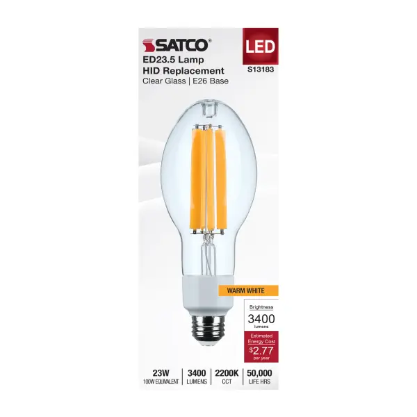 23 Watt LED HID Replacement - ED23.5 - 2200K - Medium Base - Clear - 120-277 Range Voltage - Image 3