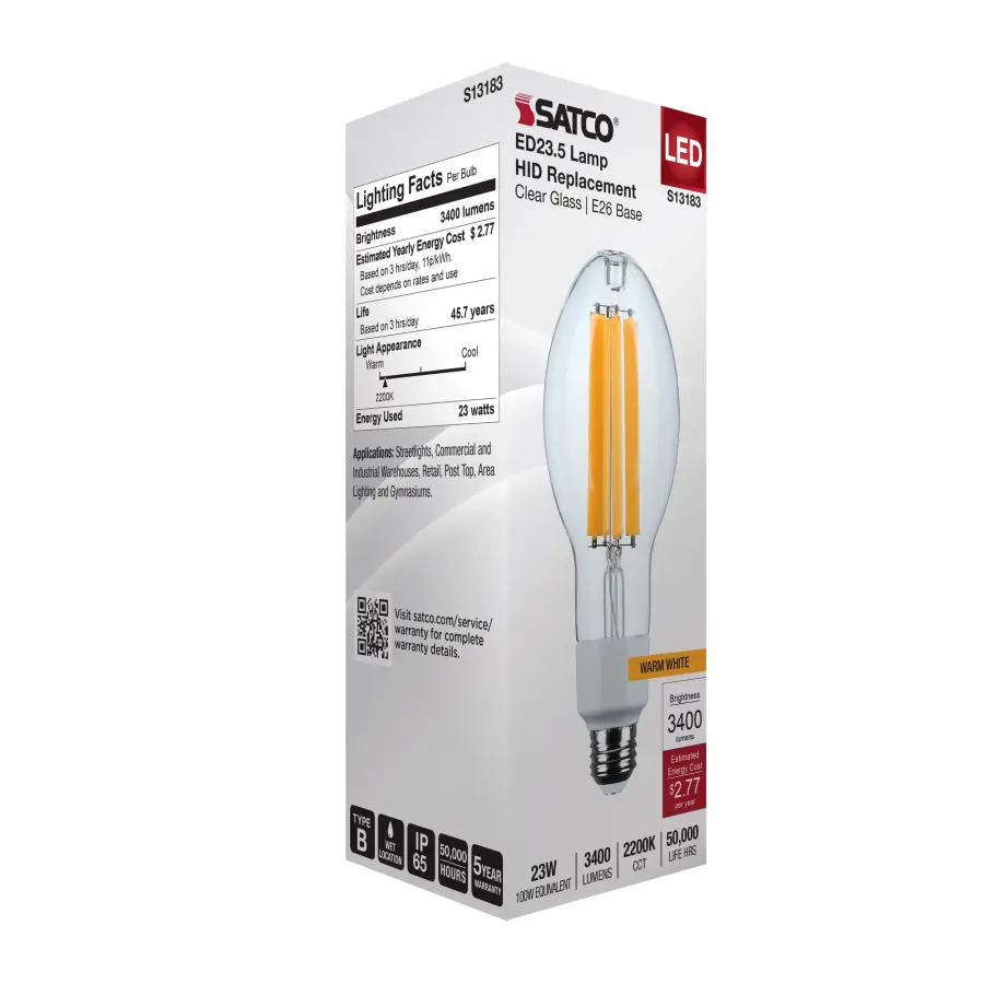 23 Watt LED HID Replacement - ED23.5 - 2200K - Medium Base - Clear - 120-277 Range Voltage - Image 8