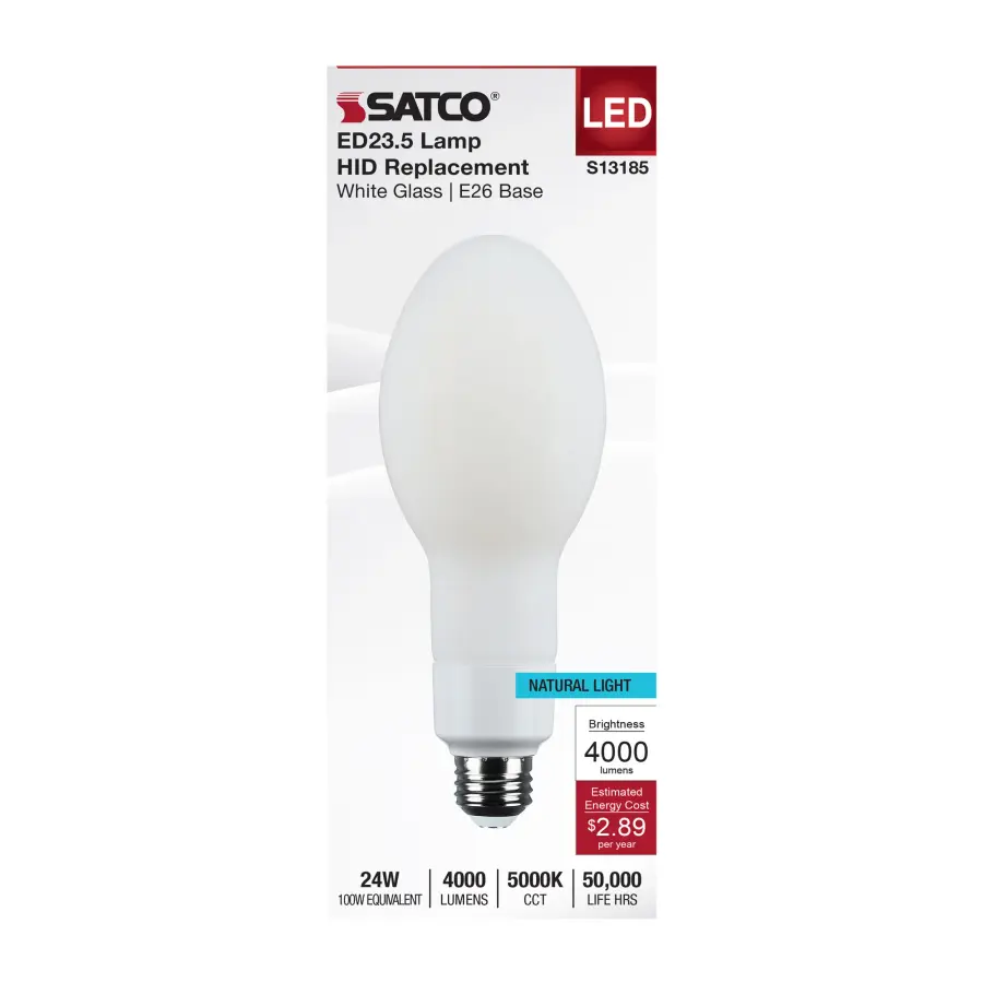 24 Watt LED HID Replacement - ED23.5 - 5000K - Medium Base - White - 120-277 Range Voltage - Image 3
