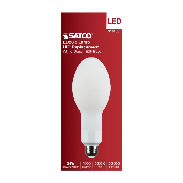 24 Watt LED HID Replacement - ED23.5 - 5000K - Medium Base - White - 120-277 Range Voltage - Image 4