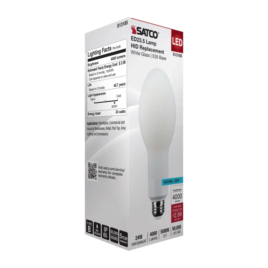 24 Watt LED HID Replacement - ED23.5 - 5000K - Medium Base - White - 120-277 Range Voltage - Image 8