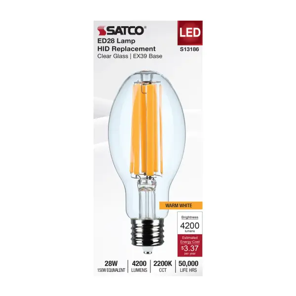 28 Watt LED HID Replacement - ED28 - 2200K - Extended Mogul Base - Clear - 120-277 Range Voltage - Image 3