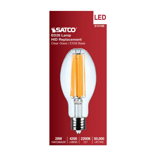 28 Watt LED HID Replacement - ED28 - 2200K - Extended Mogul Base - Clear - 120-277 Range Voltage - Image 4