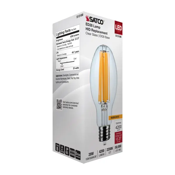 28 Watt LED HID Replacement - ED28 - 2200K - Extended Mogul Base - Clear - 120-277 Range Voltage - Image 8