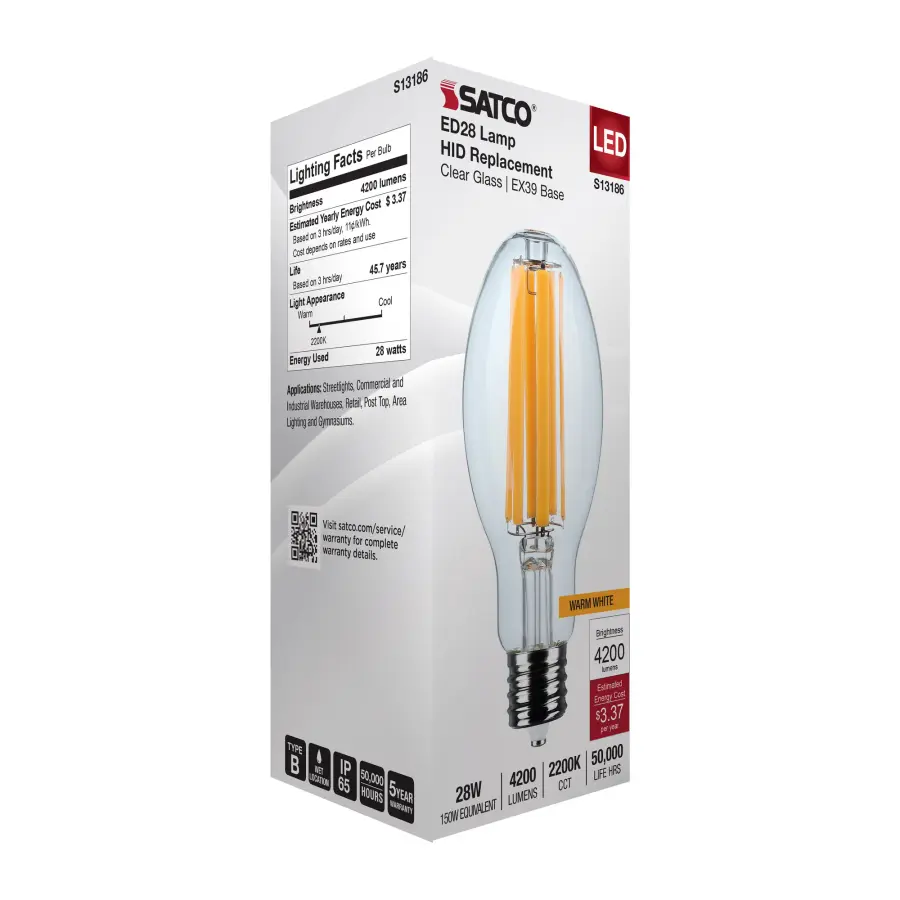 28 Watt LED HID Replacement - ED28 - 2200K - Extended Mogul Base - Clear - 120-277 Range Voltage - Image 8