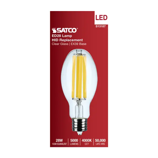 28 Watt LED HID Replacement - ED28 - 4000K - Extended Mogul Base - Clear - 120-277 Range Voltage - Image 4