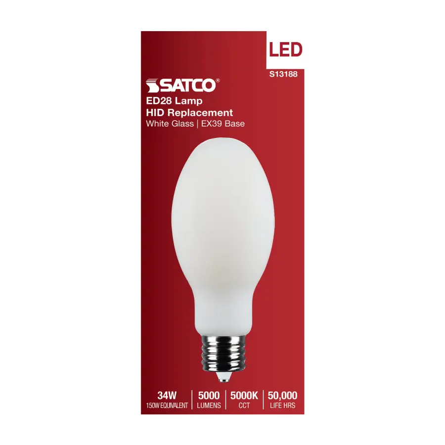 34 Watt LED HID Replacement - ED28 - 5000K - Extended Mogul Base - White - 120-277 Range Voltage - Image 4