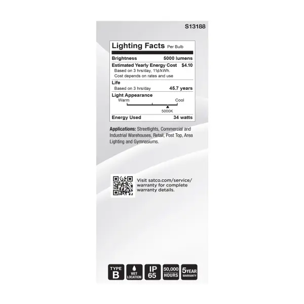 34 Watt LED HID Replacement - ED28 - 5000K - Extended Mogul Base - White - 120-277 Range Voltage - Image 6