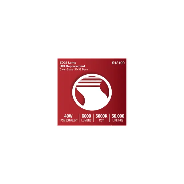 40 Watt LED HID Replacement - ED28 - 5000K - Extended Mogul Base - White - 120-277 Range Voltage - Image 11