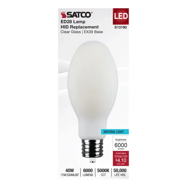 40 Watt LED HID Replacement - ED28 - 5000K - Extended Mogul Base - White - 120-277 Range Voltage - Image 3