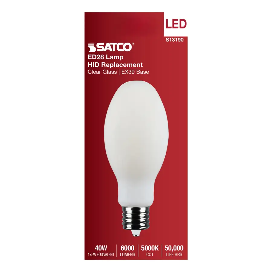 40 Watt LED HID Replacement - ED28 - 5000K - Extended Mogul Base - White - 120-277 Range Voltage - Image 4