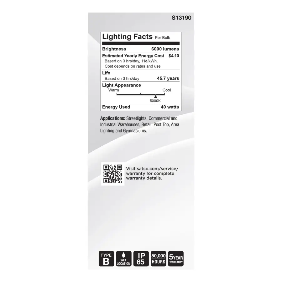 40 Watt LED HID Replacement - ED28 - 5000K - Extended Mogul Base - White - 120-277 Range Voltage - Image 5