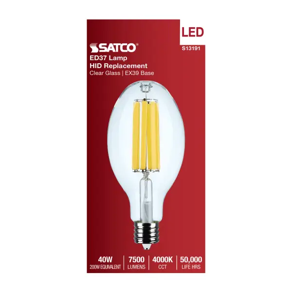 40 Watt LED HID Replacement - ED37 - 4000K - Extended Mogul Base - Clear - 120-277 Range Voltage - Image 4