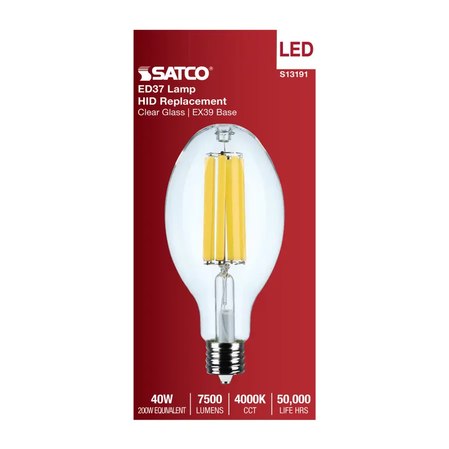40 Watt LED HID Replacement - ED37 - 4000K - Extended Mogul Base - Clear - 120-277 Range Voltage - Image 4