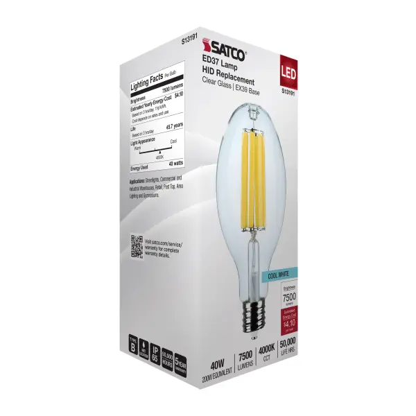 40 Watt LED HID Replacement - ED37 - 4000K - Extended Mogul Base - Clear - 120-277 Range Voltage - Image 8