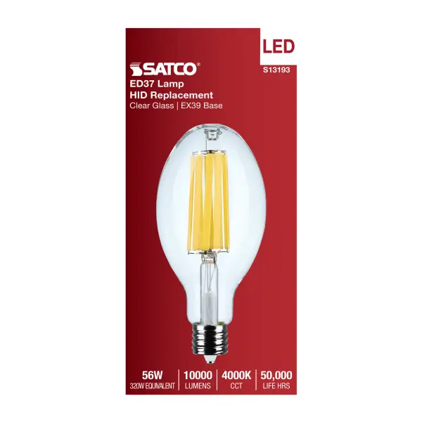 56 Watt LED HID Replacement - ED37 - 4000K - Extended Mogul Base - Clear - 120-277 Range Voltage - Image 4
