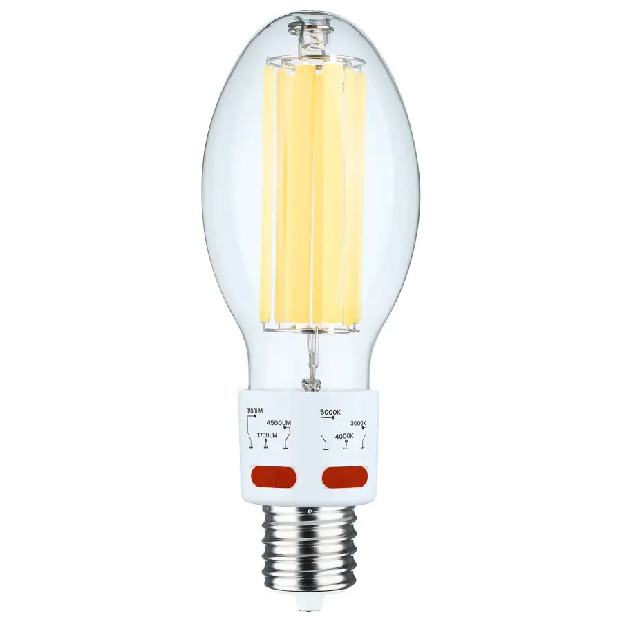 17/20.5/25 Wattage Selectable LED HID Replacement - ED28 - 3000K/4000K/5000K CCT Selectable - Mogul Extended Base - Clear - 120-277 Range Voltage - Image 1