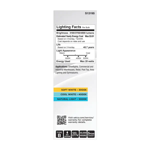 17/20.5/25 Wattage Selectable LED HID Replacement - ED28 - 3000K/4000K/5000K CCT Selectable - Mogul Extended Base - Clear - 120-277 Range Voltage - Image 5
