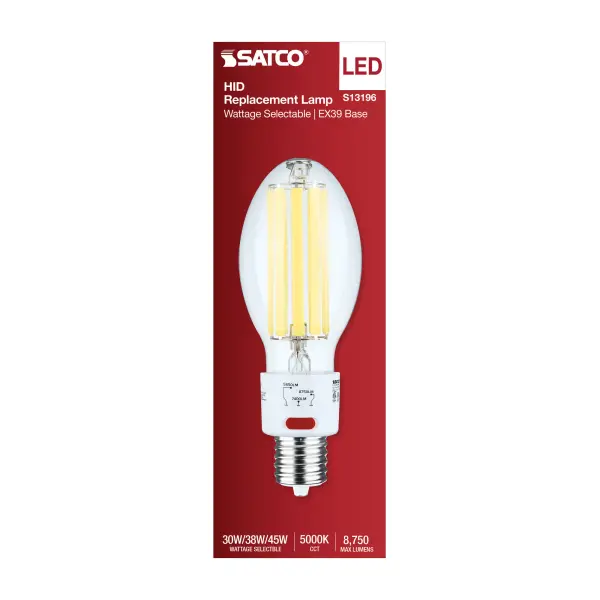 30/38/45 Wattage Selectable LED HID Replacement - ED28 - 5000K - Mogul Extended Base - Clear - 120-277 Range Voltage - Image 3