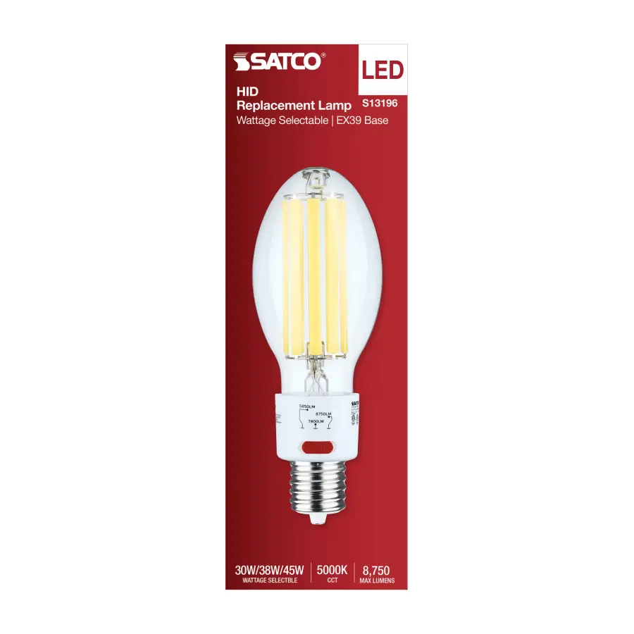 30/38/45 Wattage Selectable LED HID Replacement - ED28 - 5000K - Mogul Extended Base - Clear - 120-277 Range Voltage - Image 3