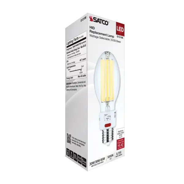 30/38/45 Wattage Selectable LED HID Replacement - ED28 - 5000K - Mogul Extended Base - Clear - 120-277 Range Voltage - Image 6