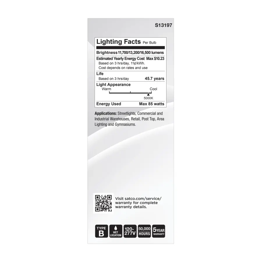 60/68/85 Wattage Selectable LED HID Replacement - ED37 - 5000K - Mogul Extended Base - Clear - 120-277 Range Voltage - Image 5
