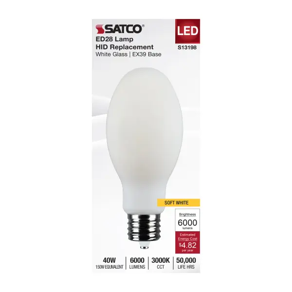 40 Watt LED HID Replacement - ED28 - 3000K CCT - Mogul Extended Base - 120-277 Range Voltage - Image 4