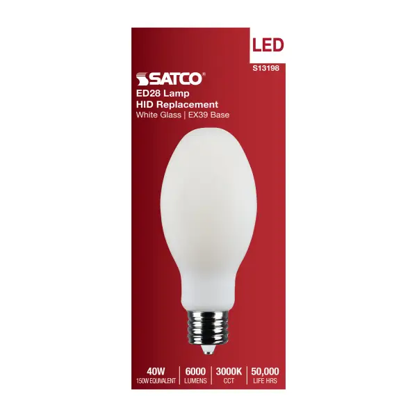40 Watt LED HID Replacement - ED28 - 3000K CCT - Mogul Extended Base - 120-277 Range Voltage - Image 5