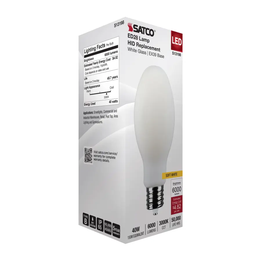 40 Watt LED HID Replacement - ED28 - 3000K CCT - Mogul Extended Base - 120-277 Range Voltage - Image 9