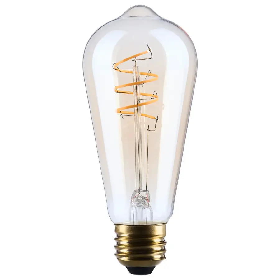8 Watt ST19 LED - 2000K CCT - Medium Base - Clear Glass - Amber Coil Filament - Dimmable - 120 Volt - Image 1