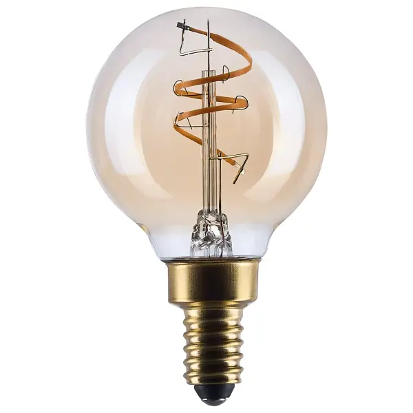 3.5 Watt G16.5 LED - 2000K CCT - Candelabra Base - Clear Glass - Amber Coil Filament - Dimmable - 120 Volt