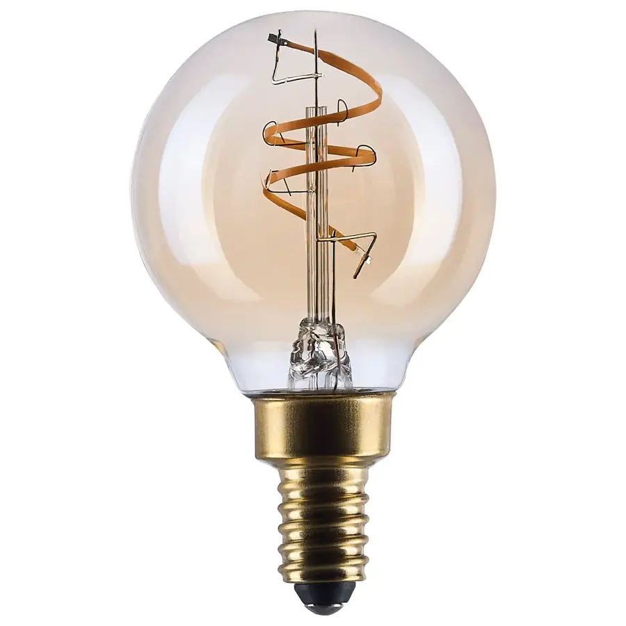 3.5 Watt G16.5 LED - 2000K CCT - Candelabra Base - Clear Glass - Amber Coil Filament - Dimmable - 120 Volt - Image 1