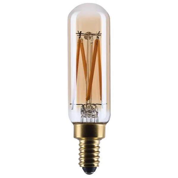 3.5 Watt T6 LED - 2000K CCT - Candelabra Base - Clear Glass - Amber Straight Filament - Dimmable - 120 Volt